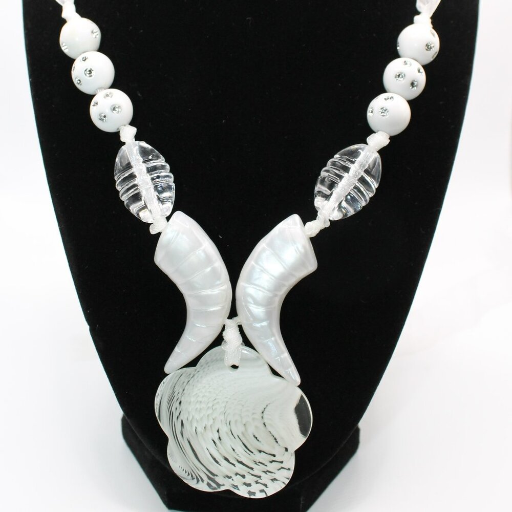 Bold and Beautiful Plastic White Tusks Necklace